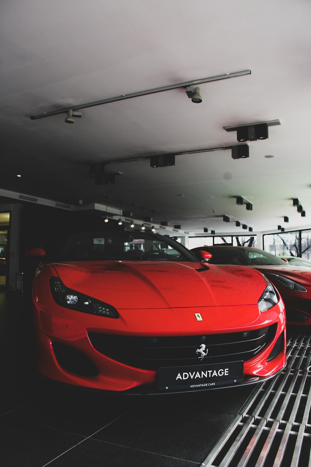 red Ferrari sports coupe