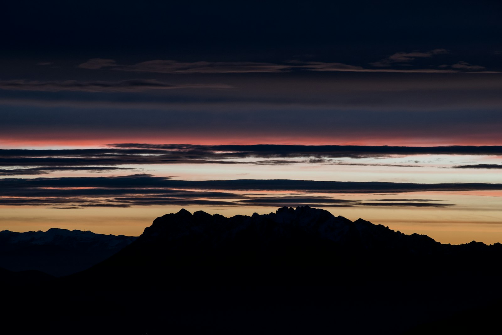 Nikon D750 + Nikon AF-S Nikkor 70-300mm F4.5-5.6G VR sample photo. Silhouette of mountains during photography