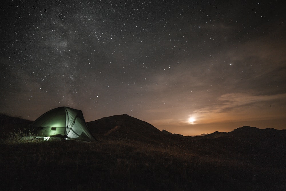 dome tent at night