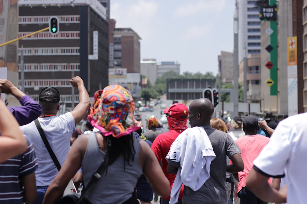 people on street during