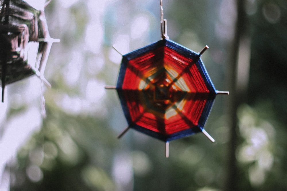 red and blue hanging decor