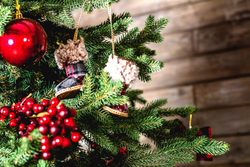 pallina rossa sull'albero di Natale