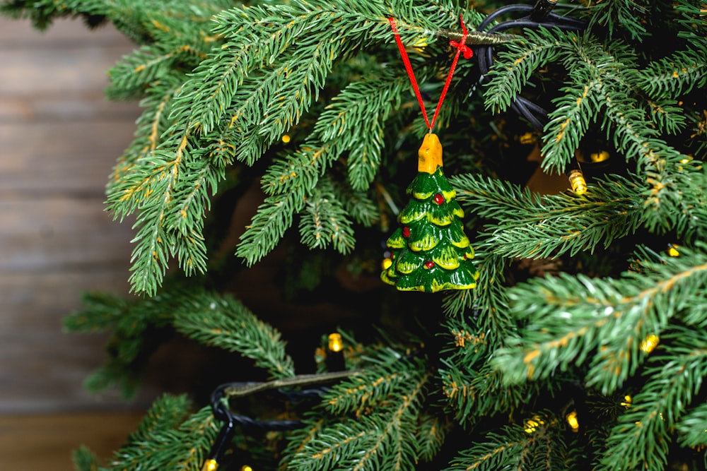 Christmas tree ornament hanging from Christmas tree