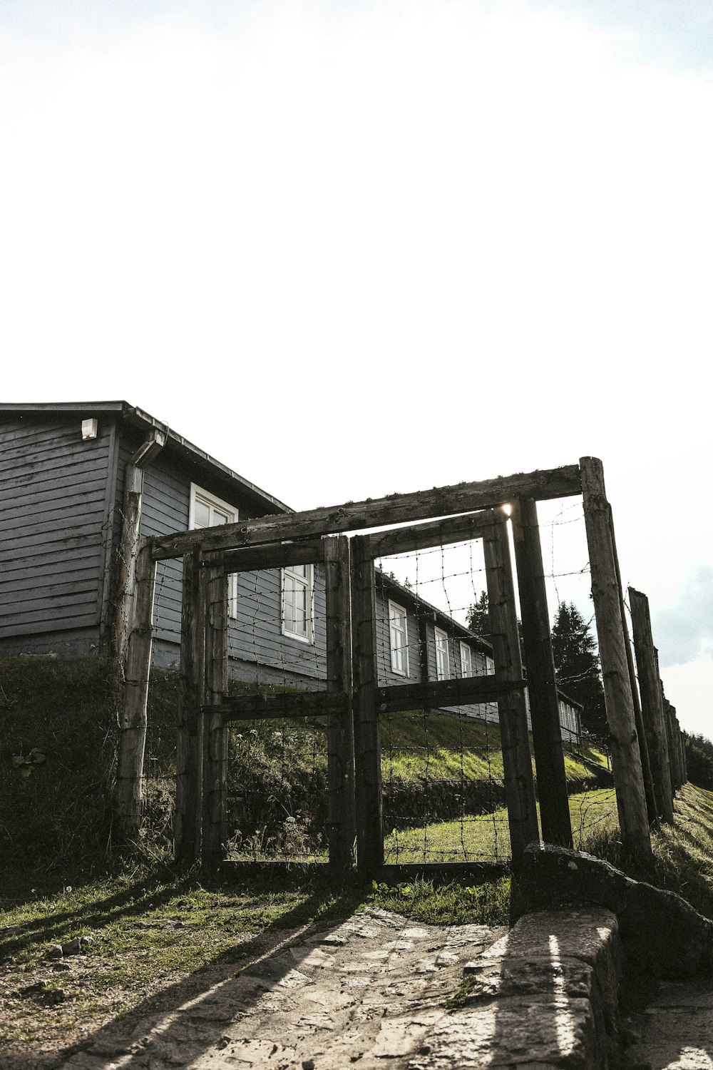 closed brown wooden gate