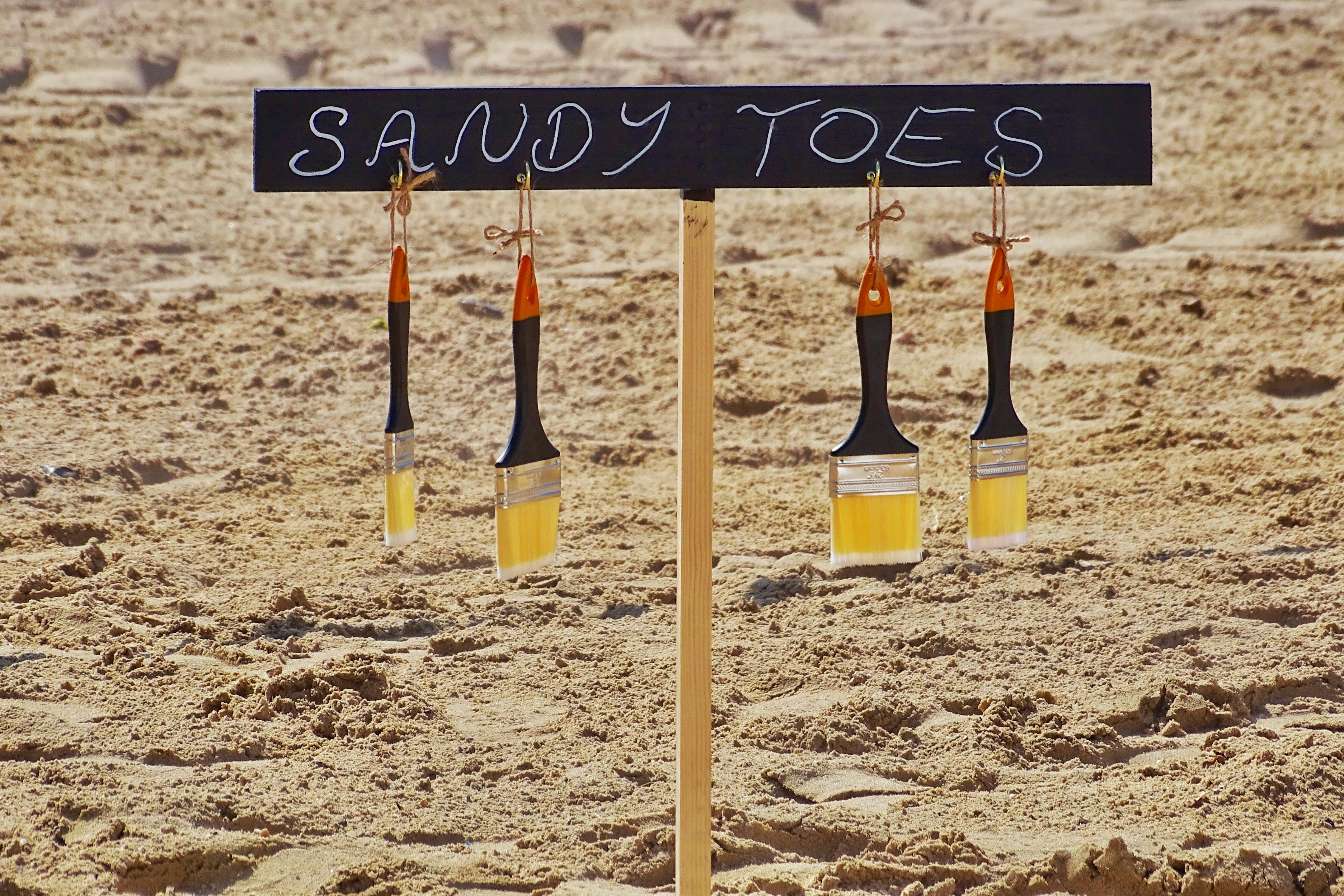 sandy toes beach sign image