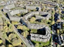 Aerial view of a well-planned housing complex with green spaces