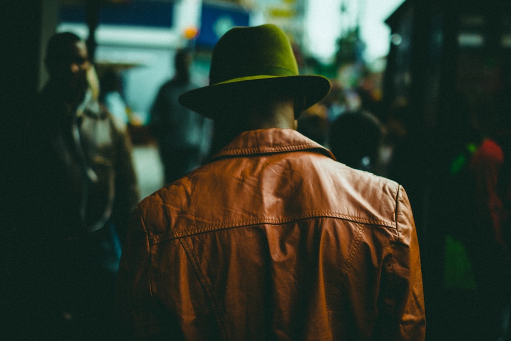 black and brown leather jacket