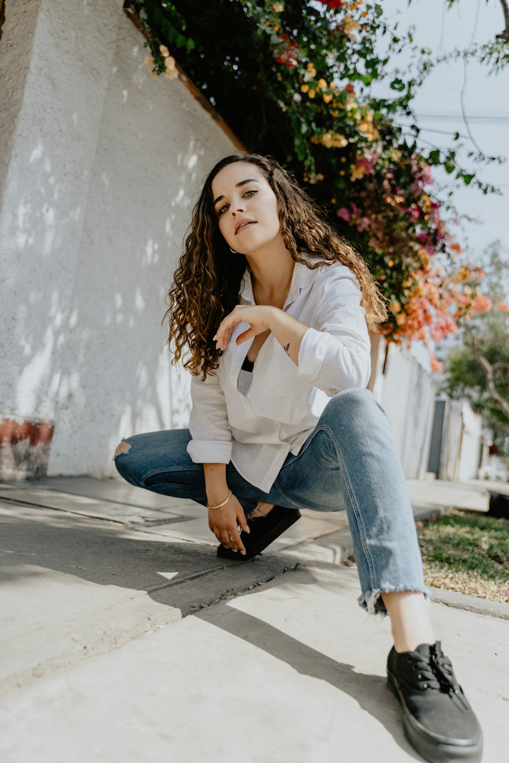 woman looking down