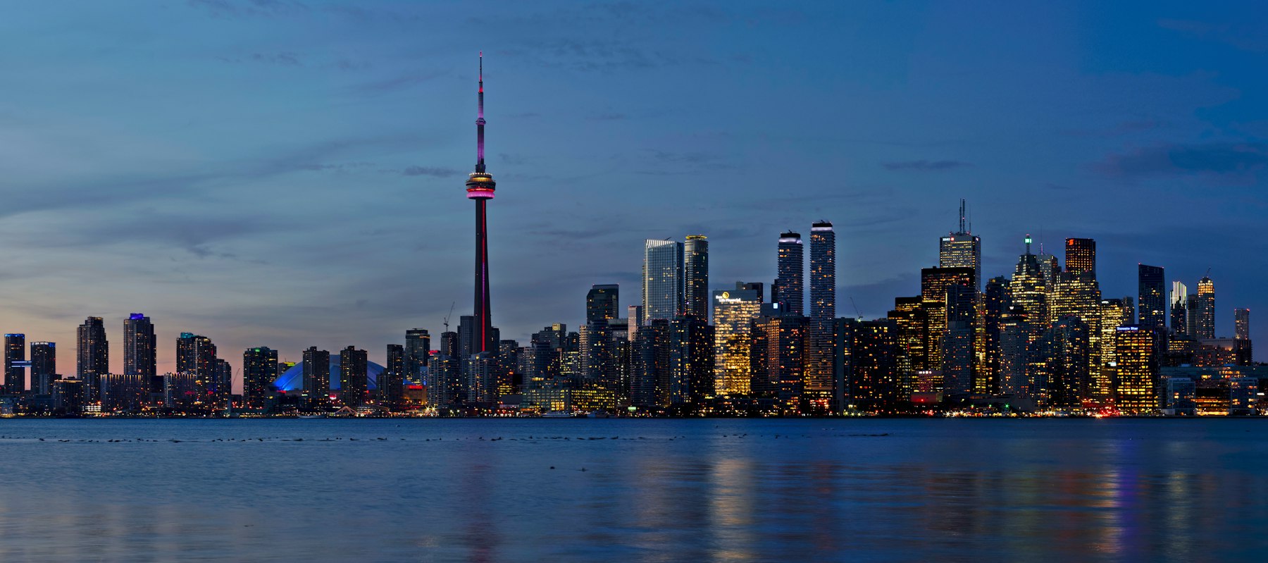 Toronto skyline at dusk