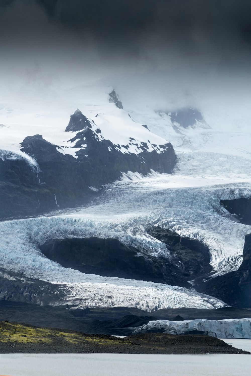 aerial photo of snow-covered mountain