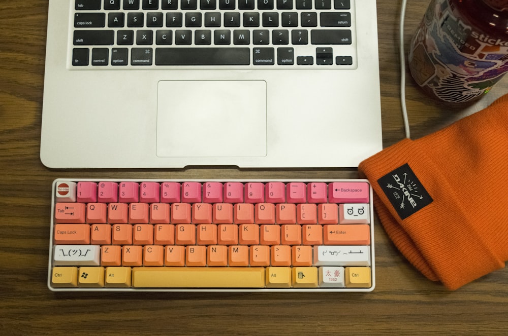 multicolored keyboard front of MacBook Pro