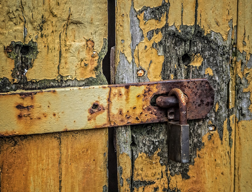 locked brown wooden door