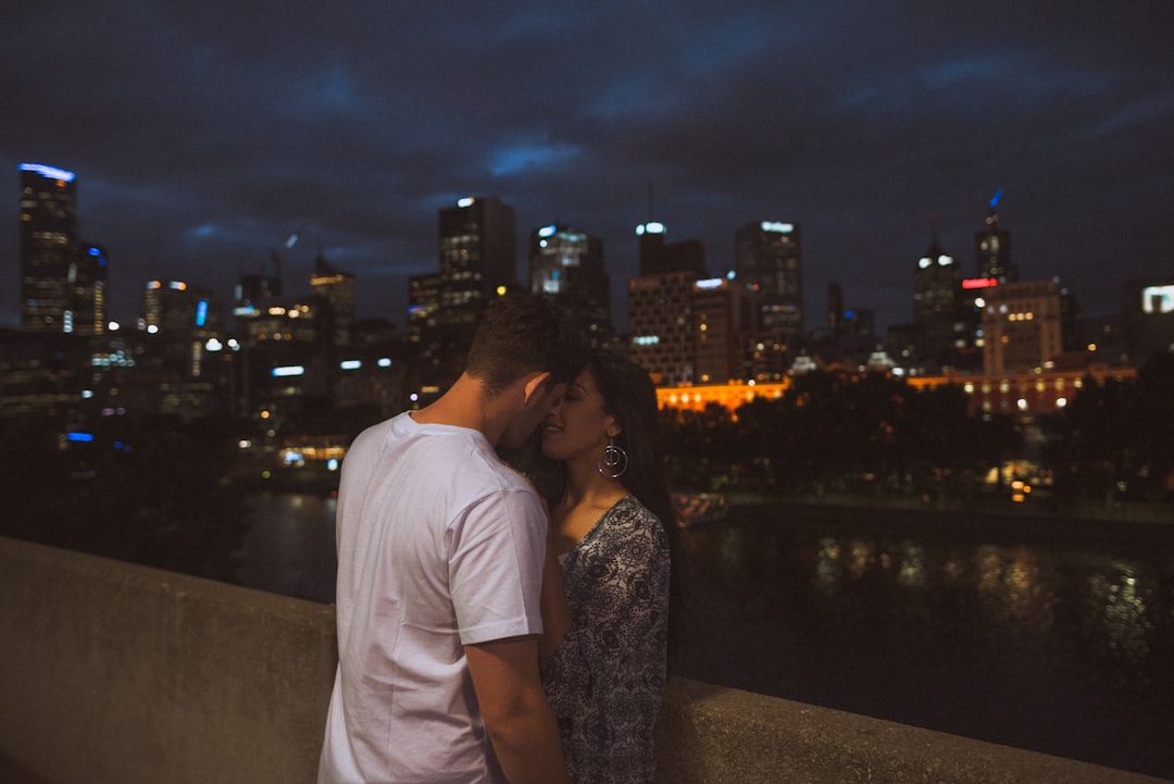 man and woman about to kiss