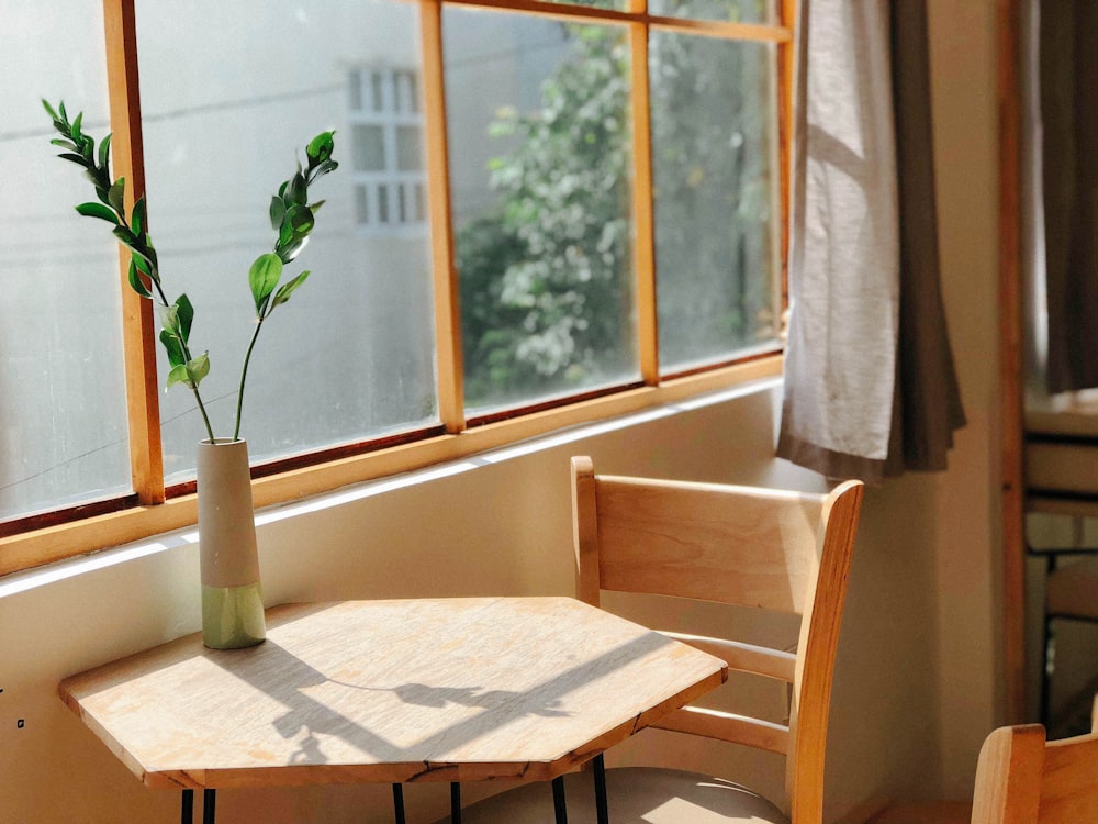 hexagonal brown wooden side table