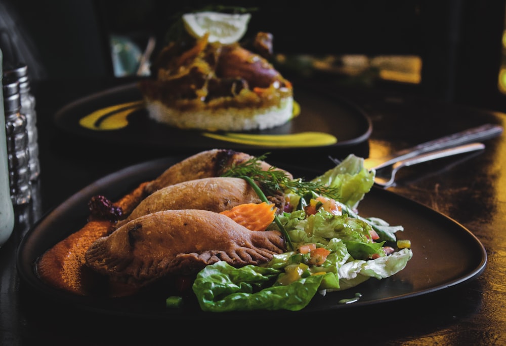 dumplings and lettuce platter