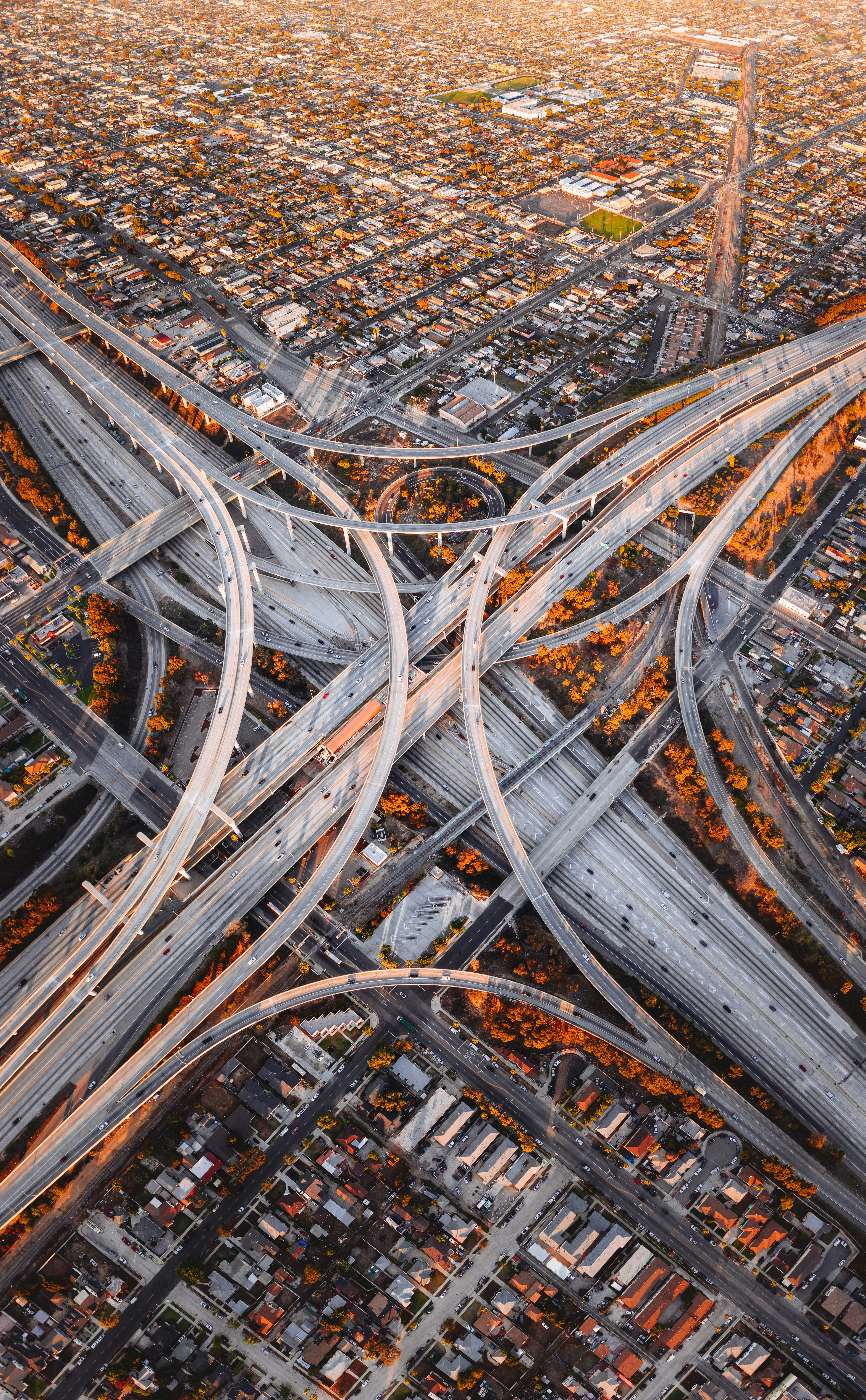 aerial photography of city road