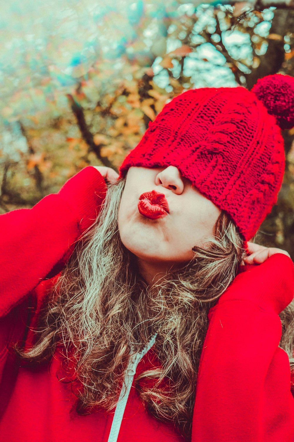 selective focus photography of woman wearing beanie hat