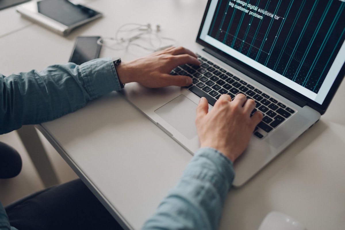person reviewing product listing details on laptop