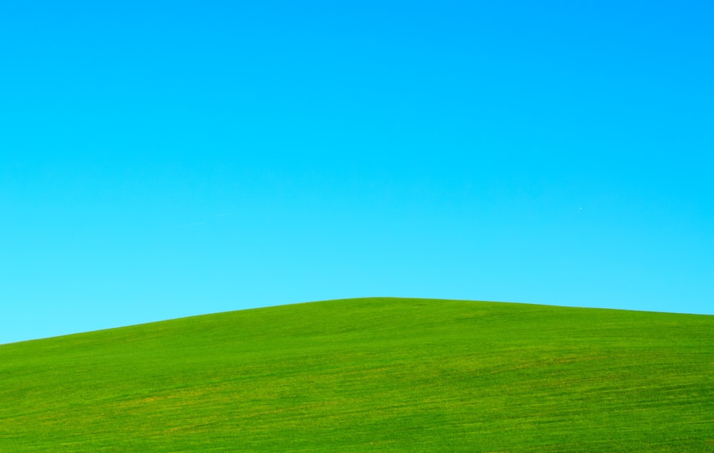 green hill under blue sky
