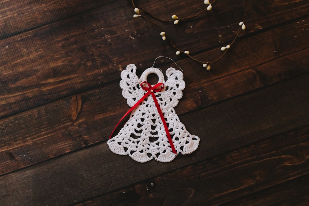 white knitted angel hanging decor