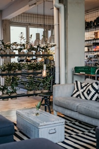 An industrial metal media console with clean lines and rustic charm in a living room.