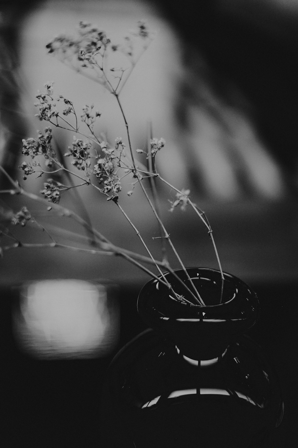 black and white floral textile