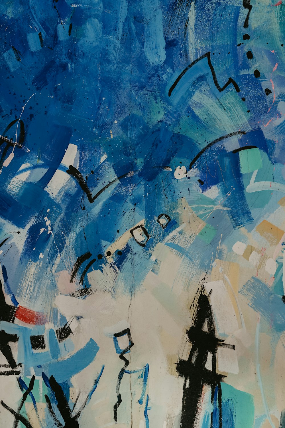 blue and white abstract painting