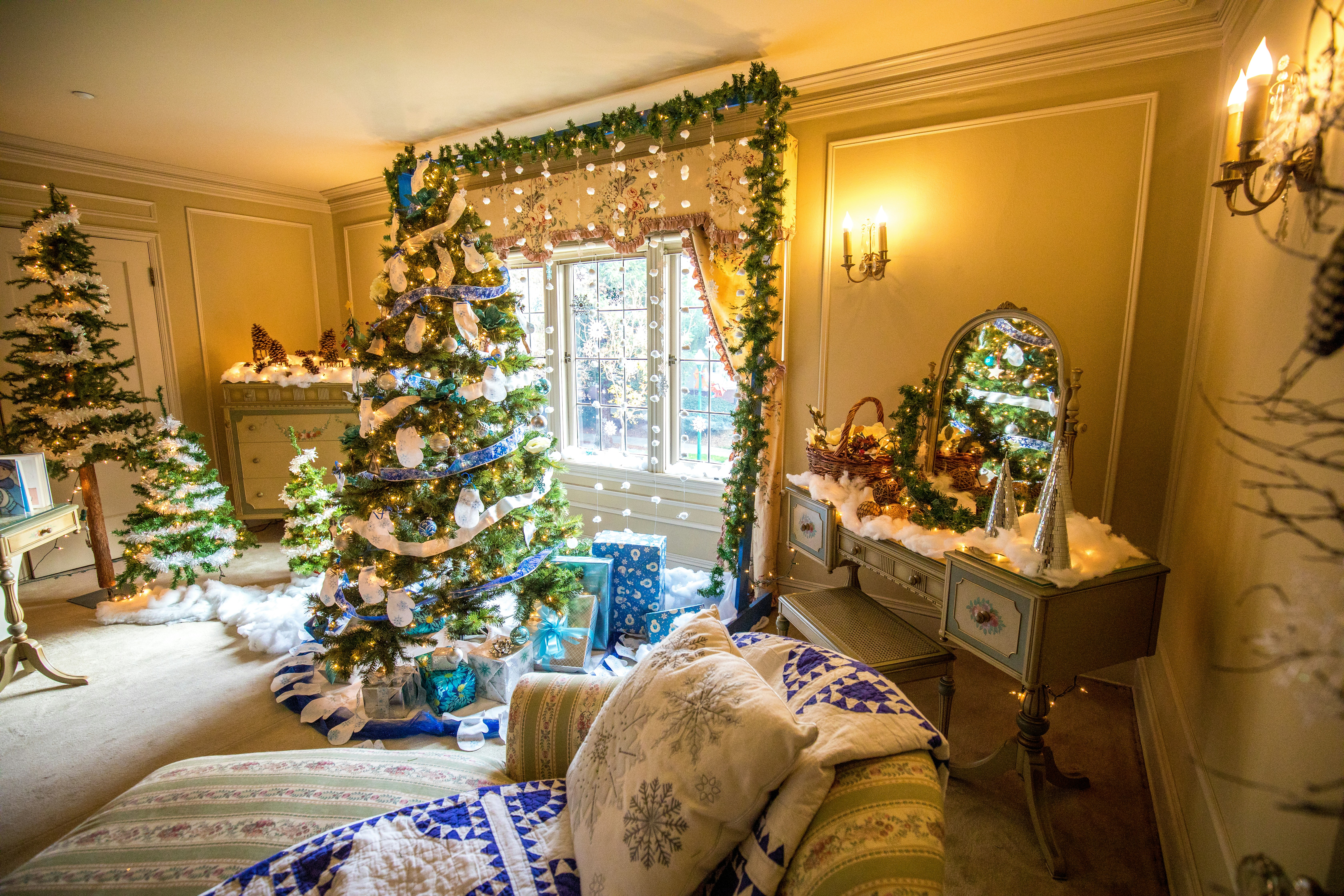 christmas tree and dressing table