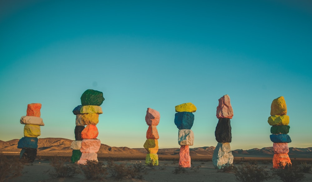 assorted-colored stacked stones photo