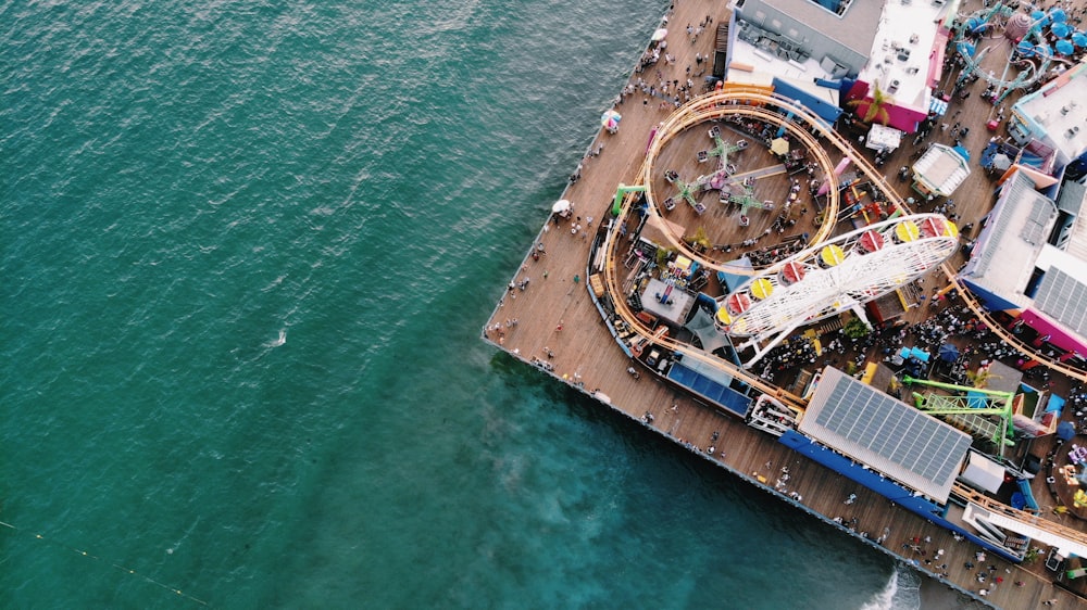 bird's eye view of amusement park