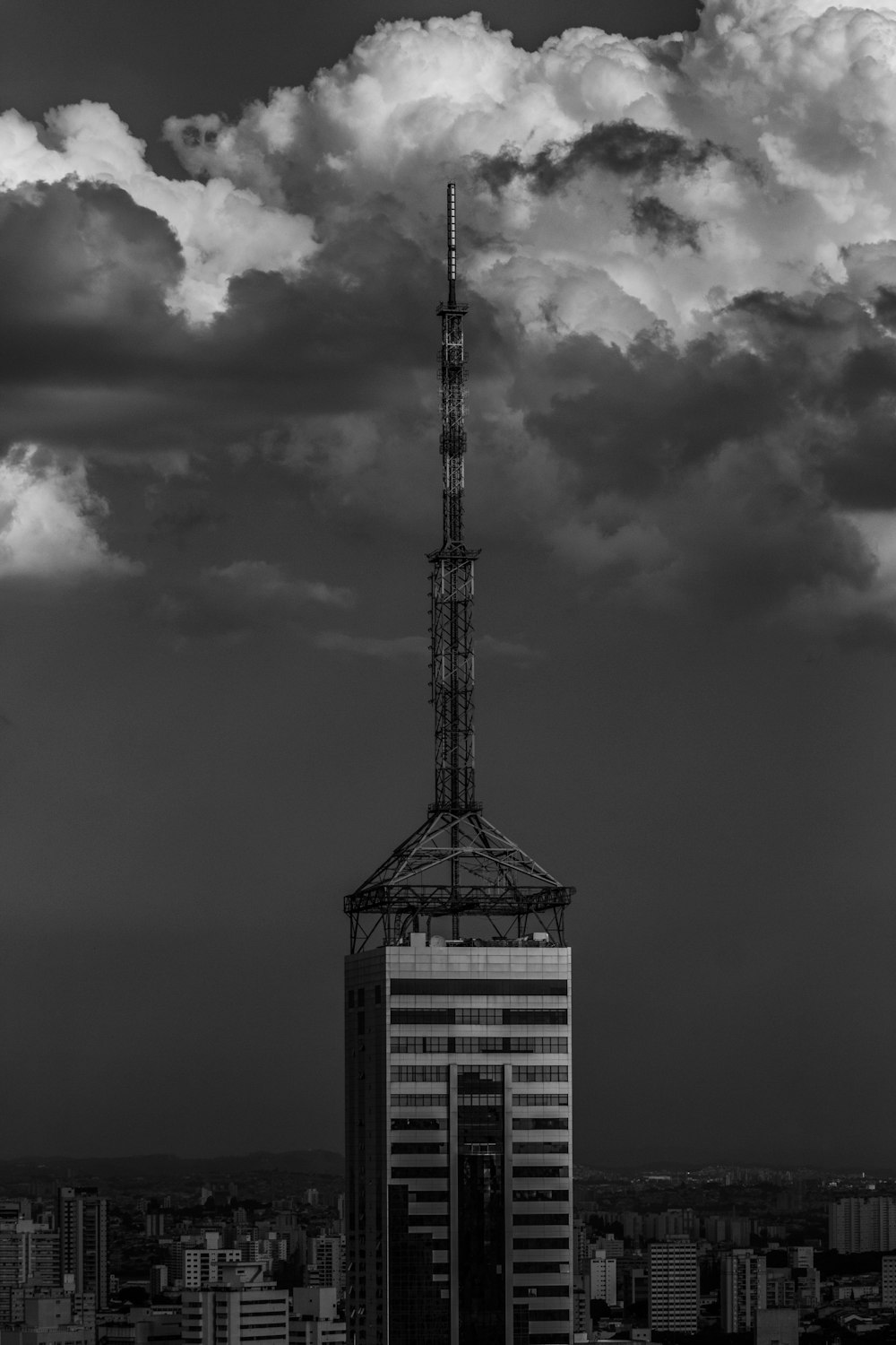 grayscale photo of tower