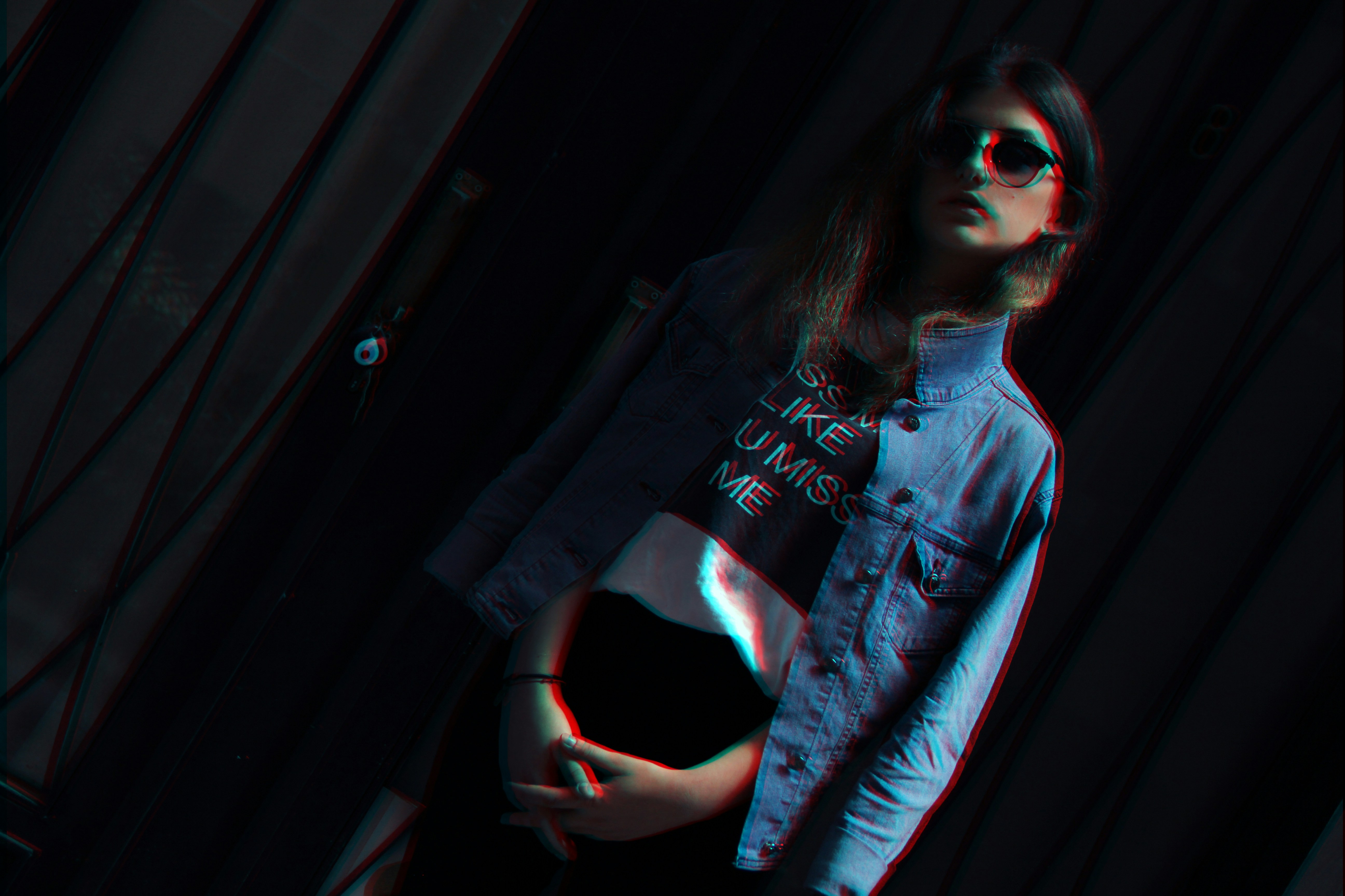 woman wearing denim jacket