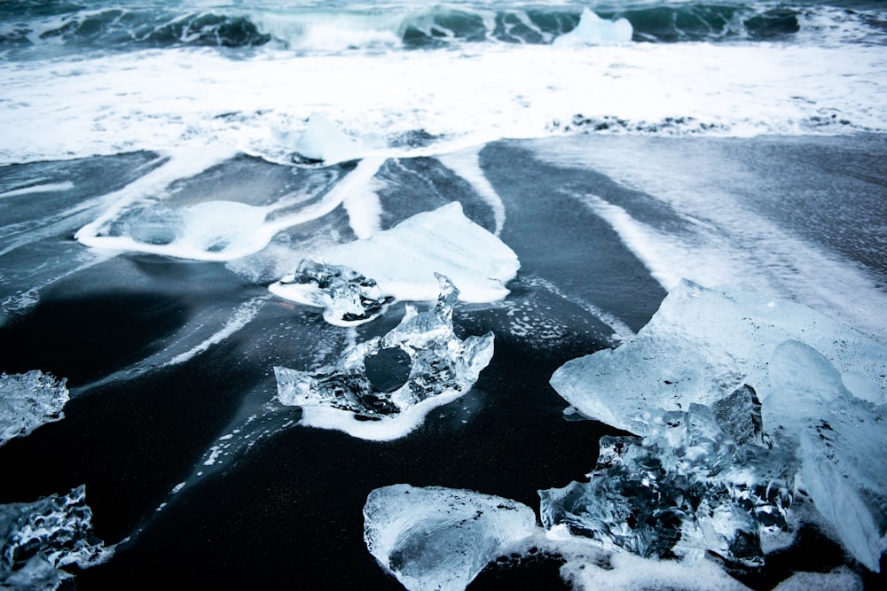 white foamy sea waves in beach