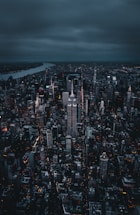 aerial photo of city skyline at night