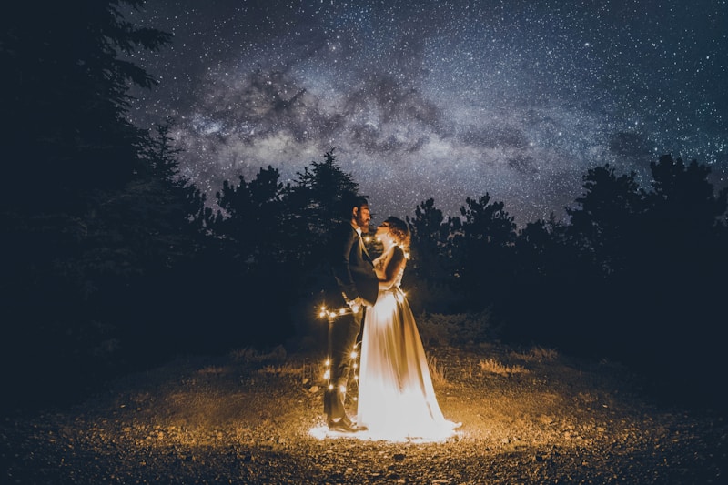 Couple under golden lights