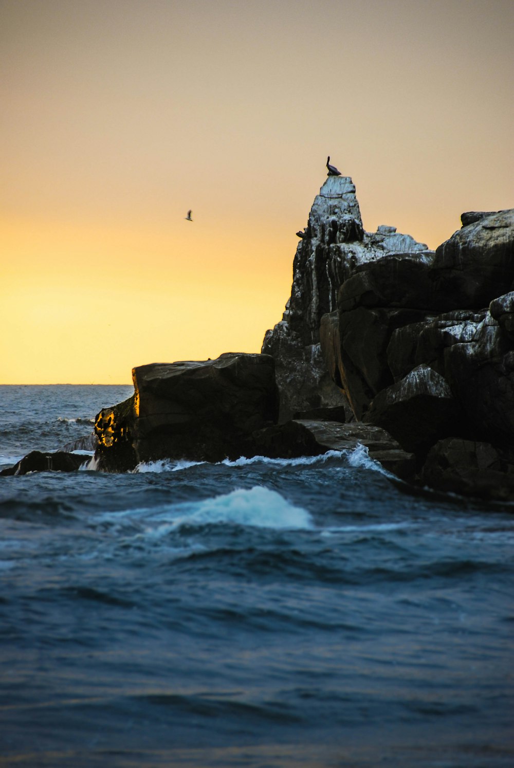 rock island during golden hour