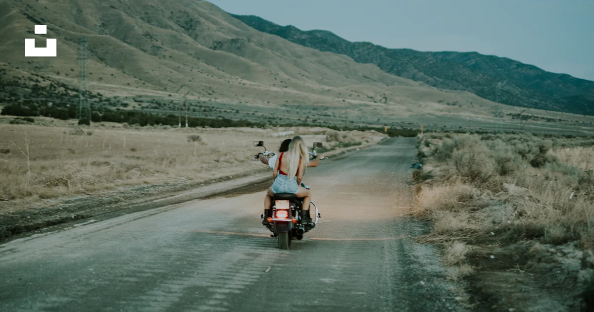 2 People Ride Motorcycle Two person riding motorcycle on road viewing mountain photo – Free ...