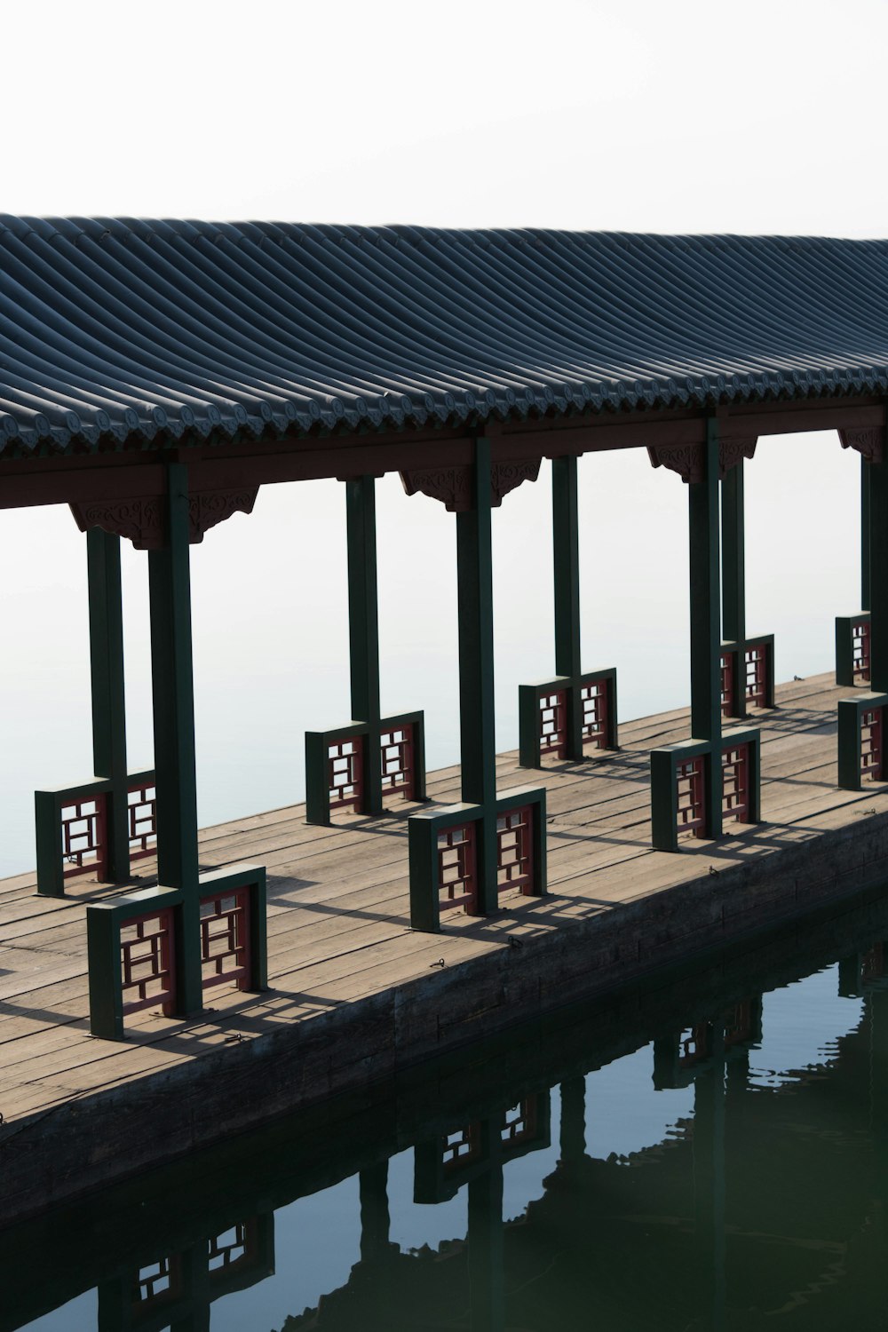 clear roofed dock over the water