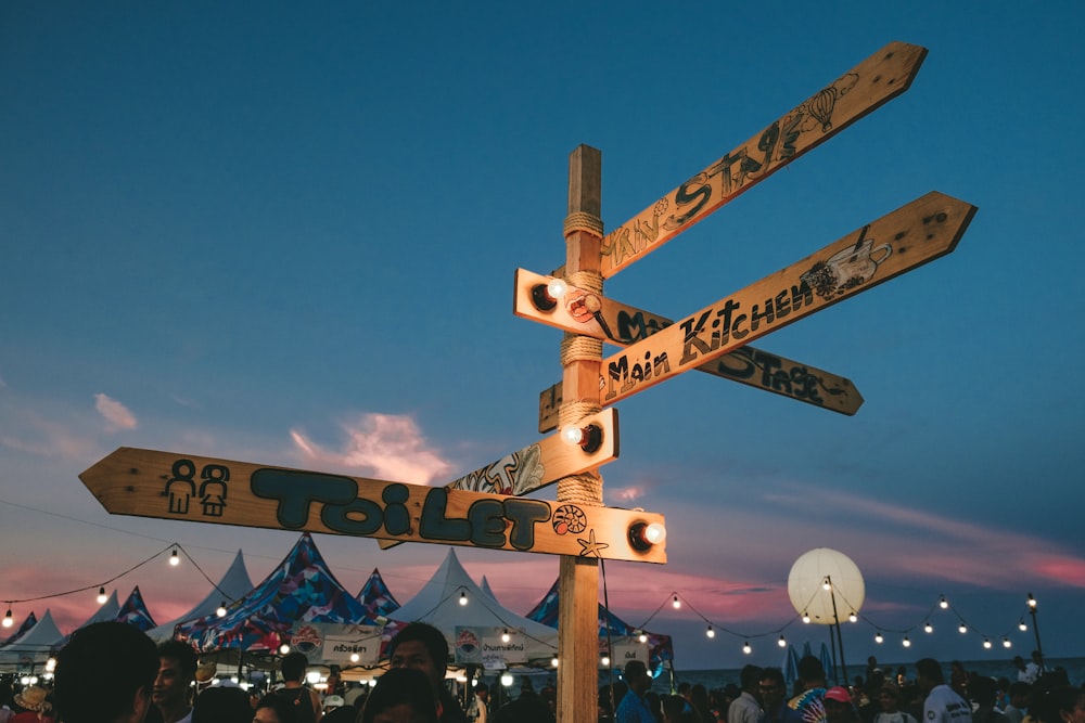 brown road signages