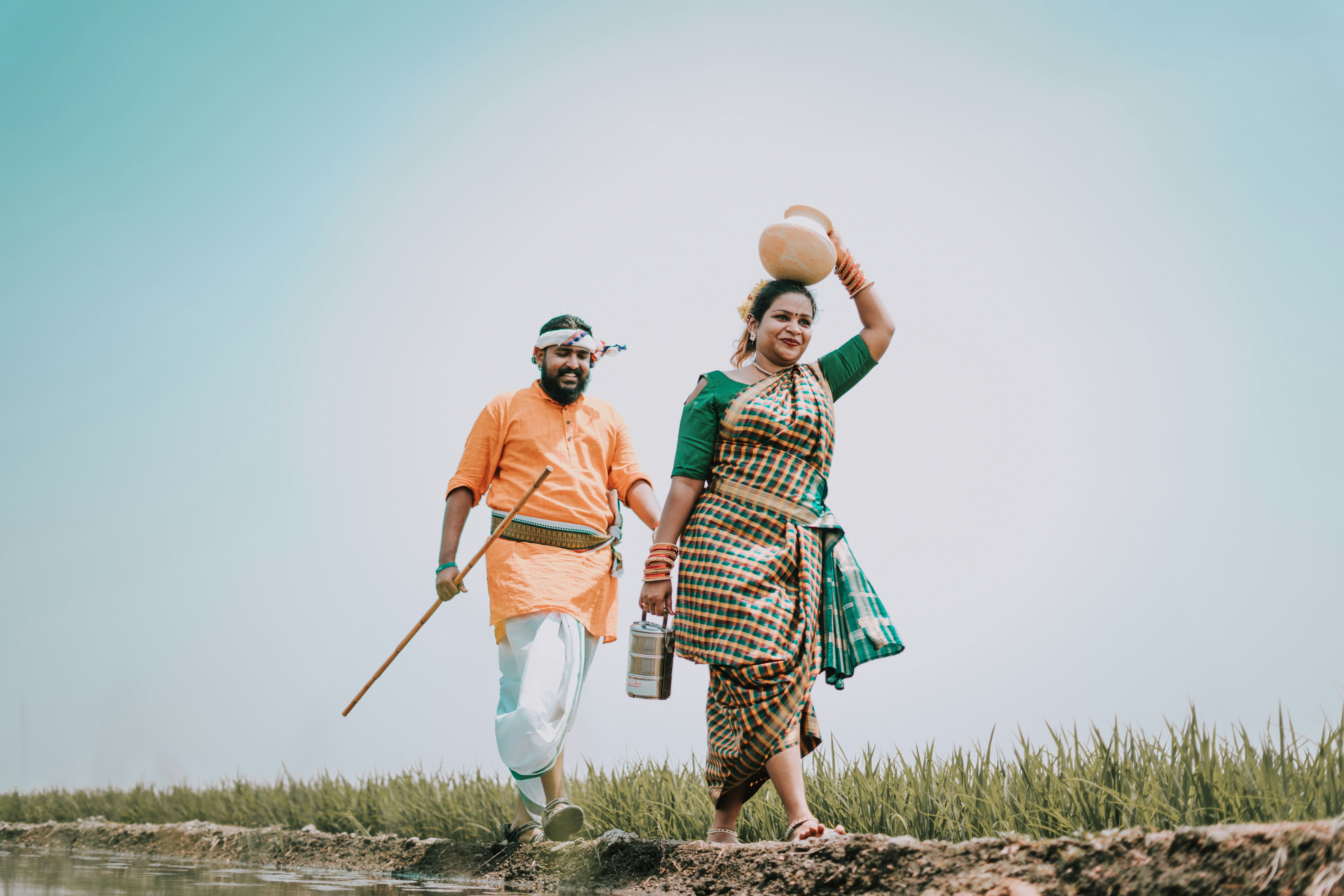 man and woman walking together