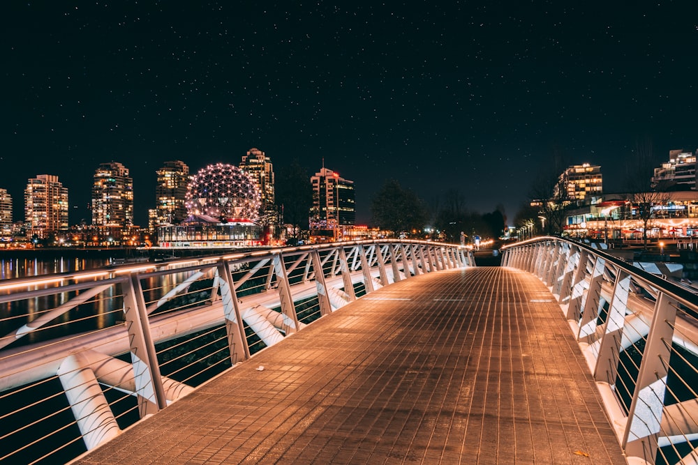 turned-on lights in city at night