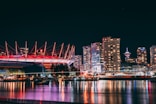 turned-on lights in city at night