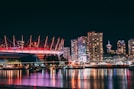 turned-on lights in city at night
