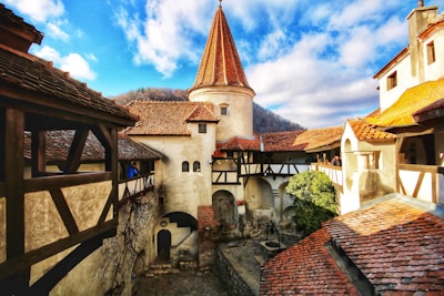 top view of village roofs
