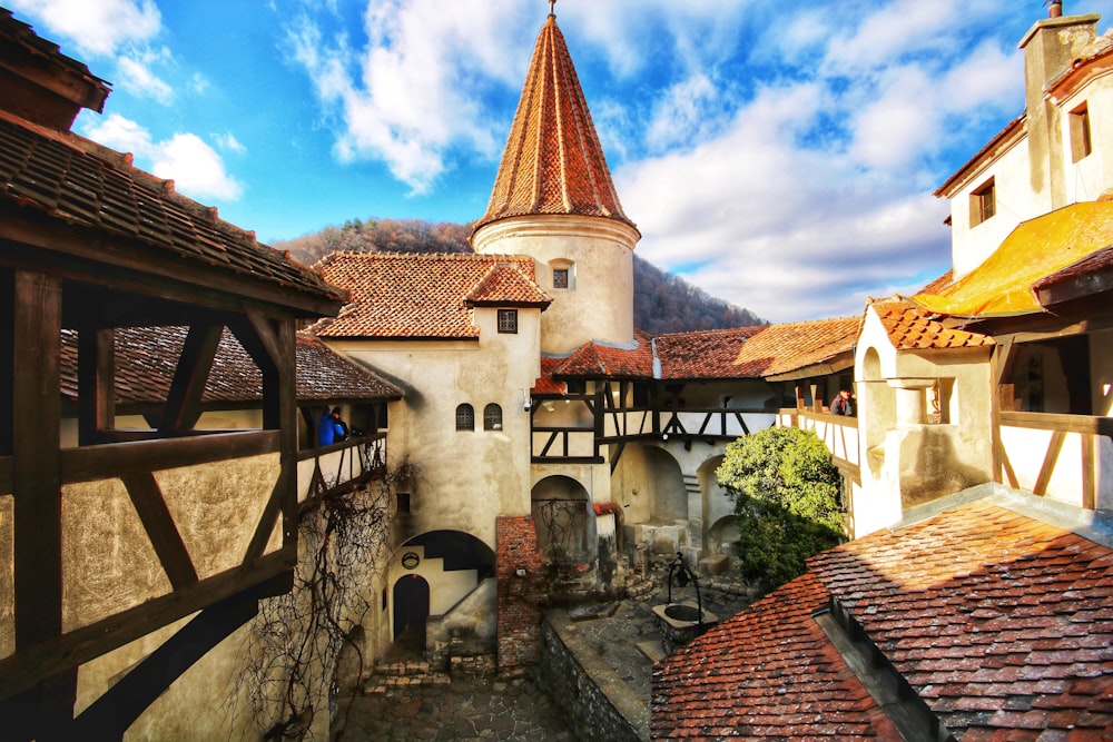 Vue de dessus sur les toits du village