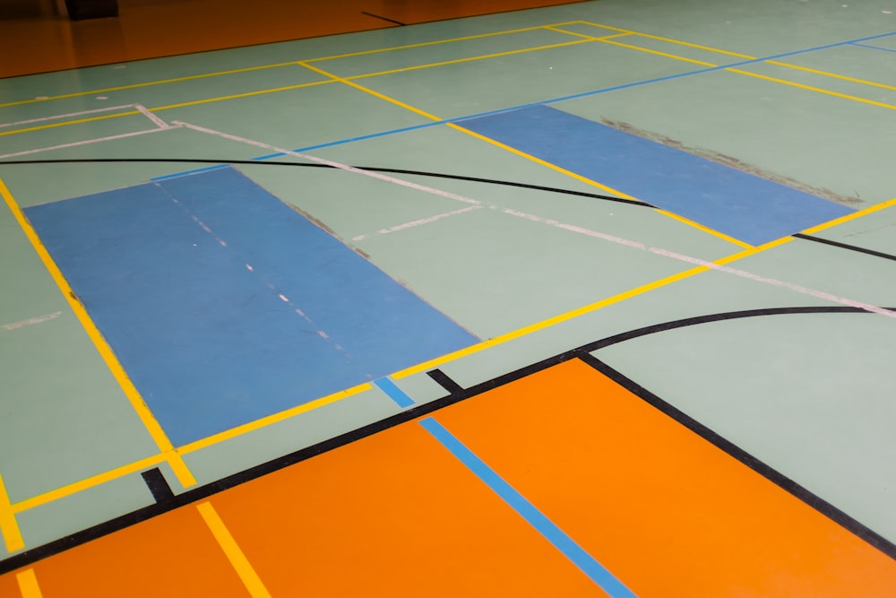 a basketball court with lines painted on it