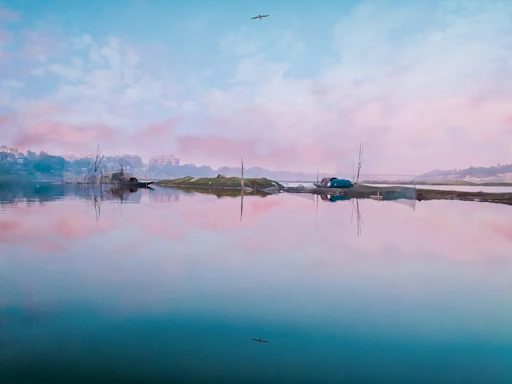 reflection photography body of water