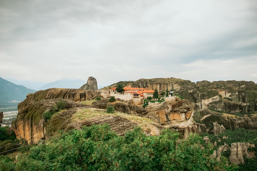 houses on top of mountain