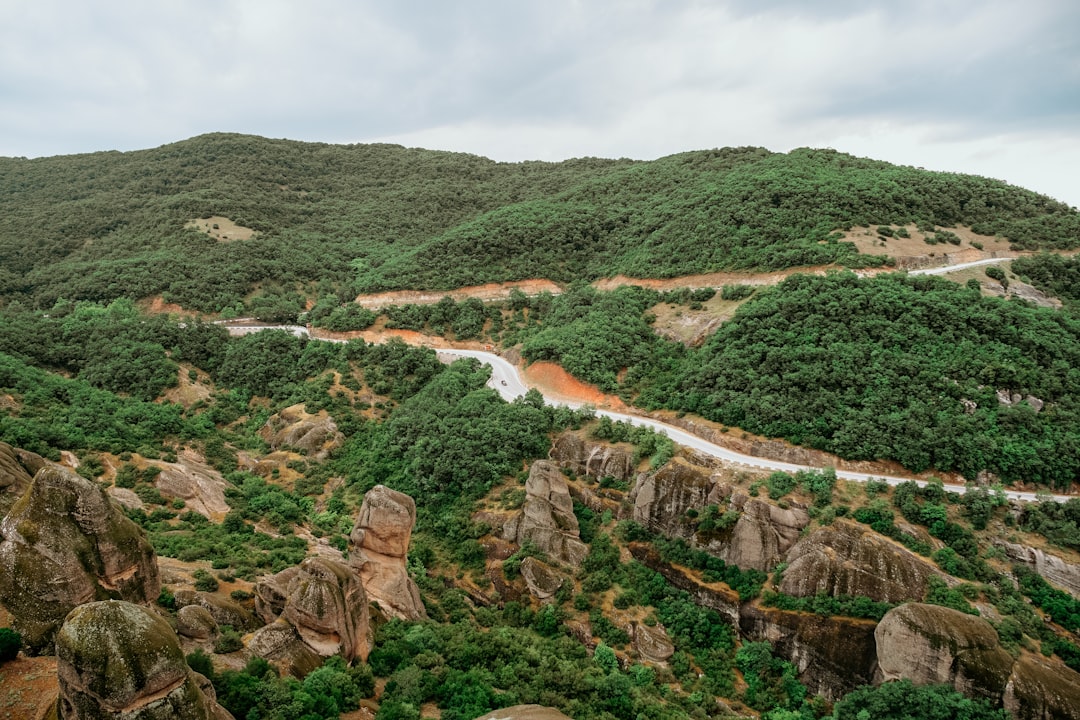 bird's-eye view of green and brown mountain