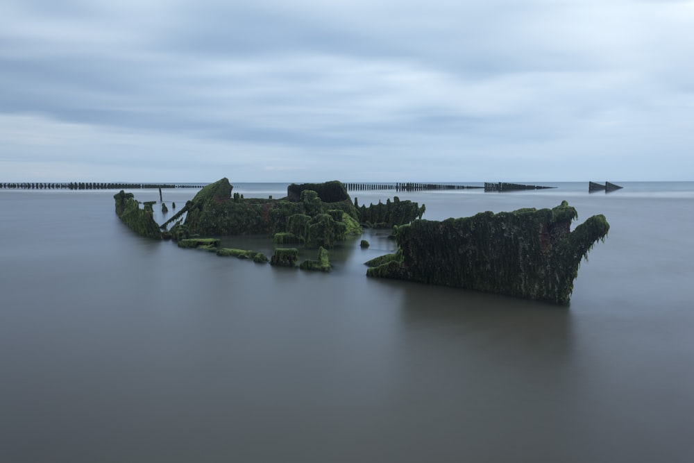 aerial photography of island under white sky